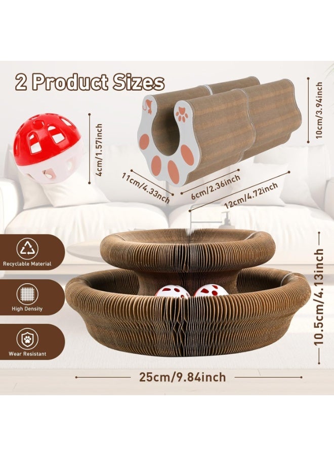 هوميفاي قطعتان من خدش القط السحري مع كرة جرس، ألعاب قطط تفاعلية مدمجة على شكل أكورديون لبري المخالب، ألعاب قطط قابلة للطي والتكديس، واقٍ للأريكة قابل للسحب والتحويل للقطط - Image 5